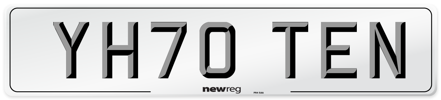 YH70 TEN Number Plate from New Reg